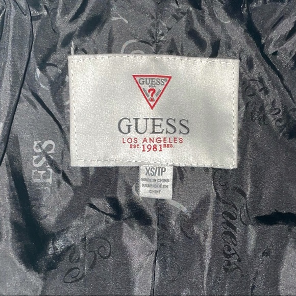 GUESS Wool Blend//Leather Zip Coat, X-Small - Picture 6 of 9